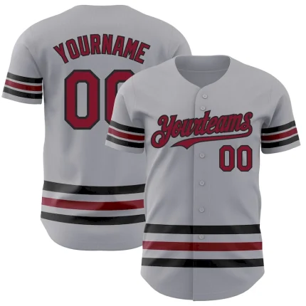 Custom Gray Crimson-Black Line Authentic Baseball Jersey