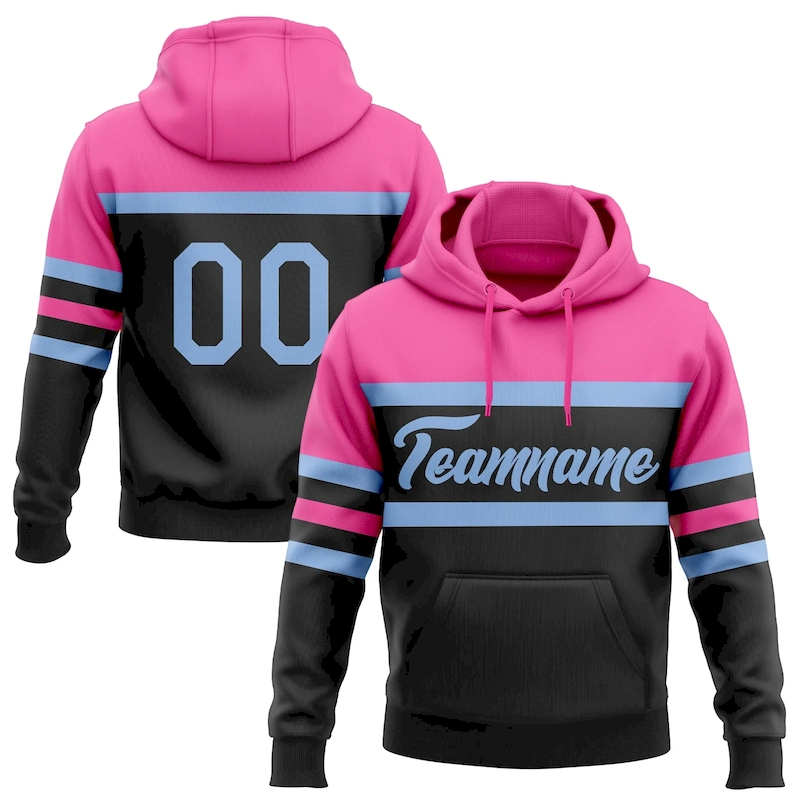 3DPattern5337.webp Custom Stitched Black Light Blue-Pink Line Sports Pullover Sweatshirt Hoodie - Image 1