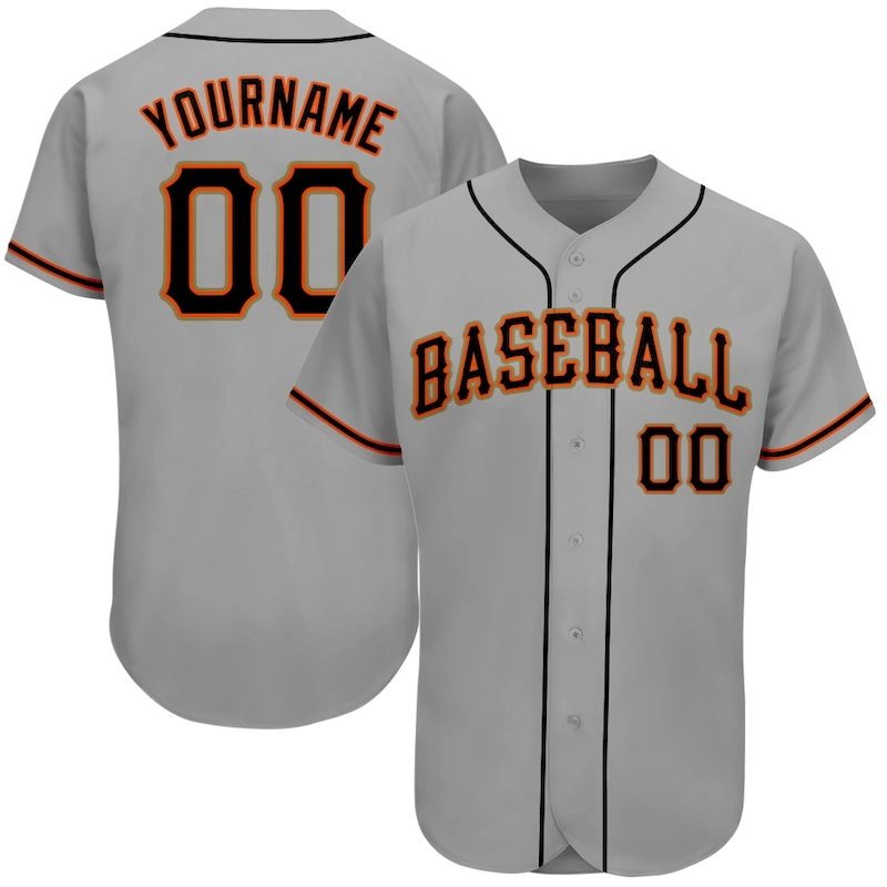 gray_0081.webp Custom Gray Black-Orange Authentic Baseball Jersey - Image 1